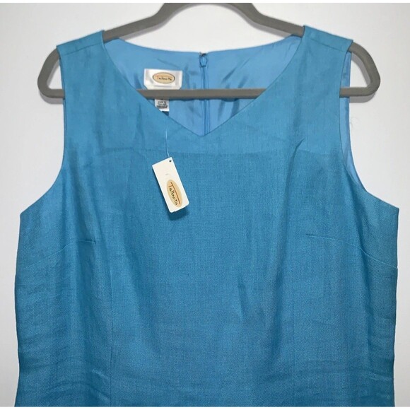 Talbots Irish Linen Dress Sleeveless Sheath Light Blue Career Size 16 - Picture 2 of 7